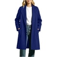 thumbnail image 4 of cocolona Trench Coat for Women Open Front Long Sleeve Solid Color Long Jacket Notch Lapel Lined Fall Winter Wool Coat with Pockets, 4 of 7