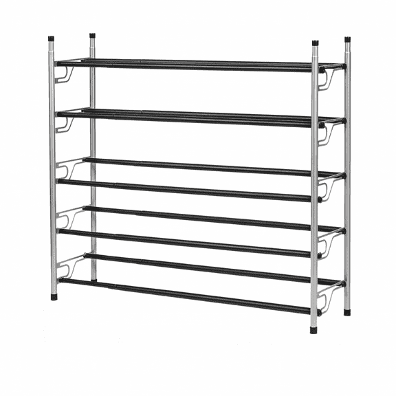 5-Tier Expandable Shoe Rack By USTECH – Adjustable & Stackable Metal Shoe Shelf Organizer, Heavy-Duty Alloy Steel Free-Standing Shoe Storage with Self-Assembly Design for Closet, Entryway, or Bedroom