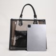 thumbnail image 2 of Bolso Bolso transparente de PVC con letras a la moda, bolso de mano para compras en la playa para mujer (negro), 2 of 6
