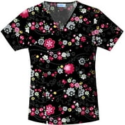 Floral Pop V-Neck Scrub Top