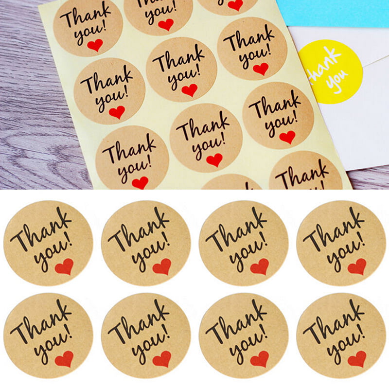 60Pcs "Thank You" Craft Packaging Seals Kraft Sealing Sticker Label Cute Paper 