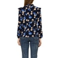 thumbnail image 3 of INSPIRE CHIC Women's Side Bow Tie Neck Long Sleeve Floral Ruffled Blouse, 3 of 6