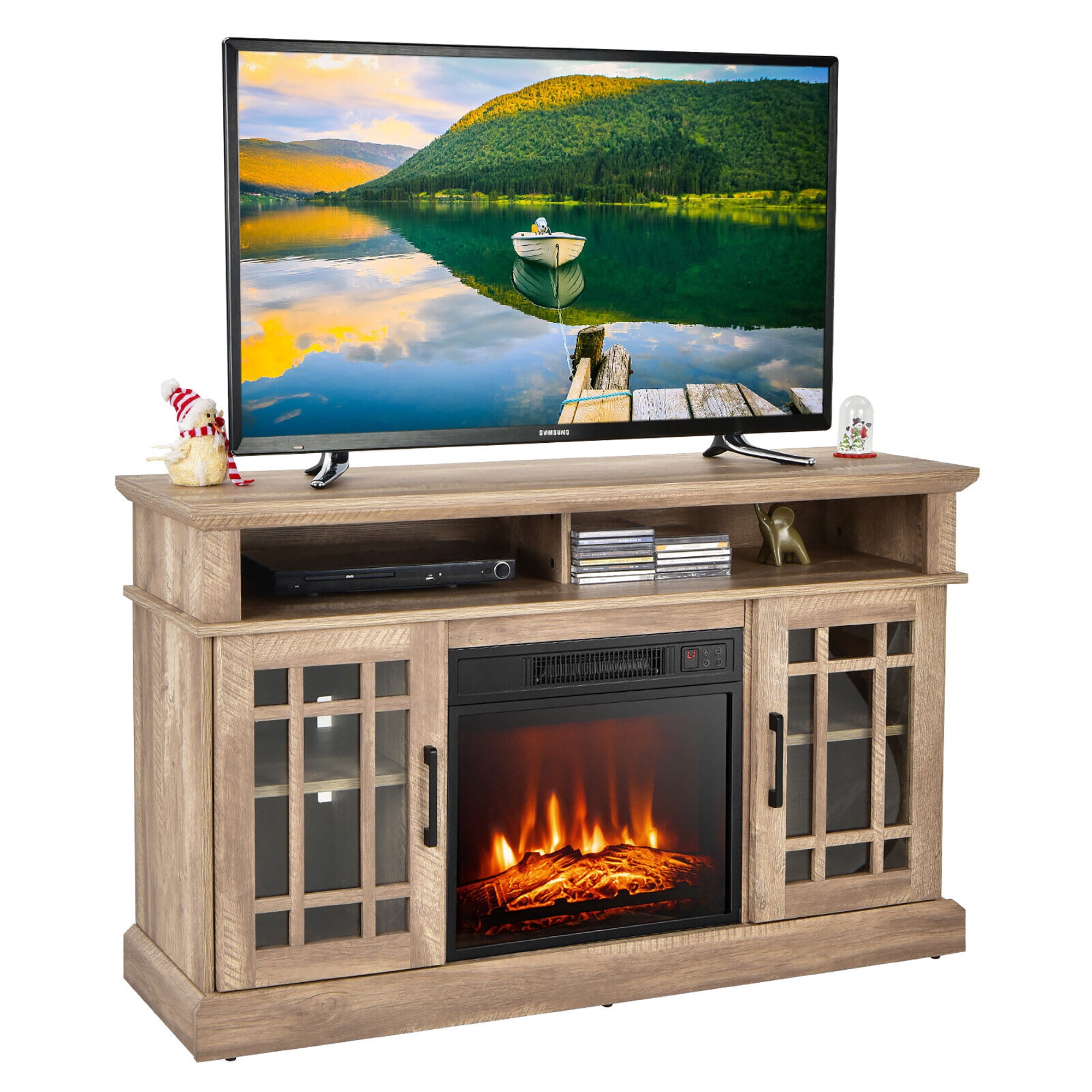 Gymax 48'' TV Stand Console w/ Fireplace Entertainment Center