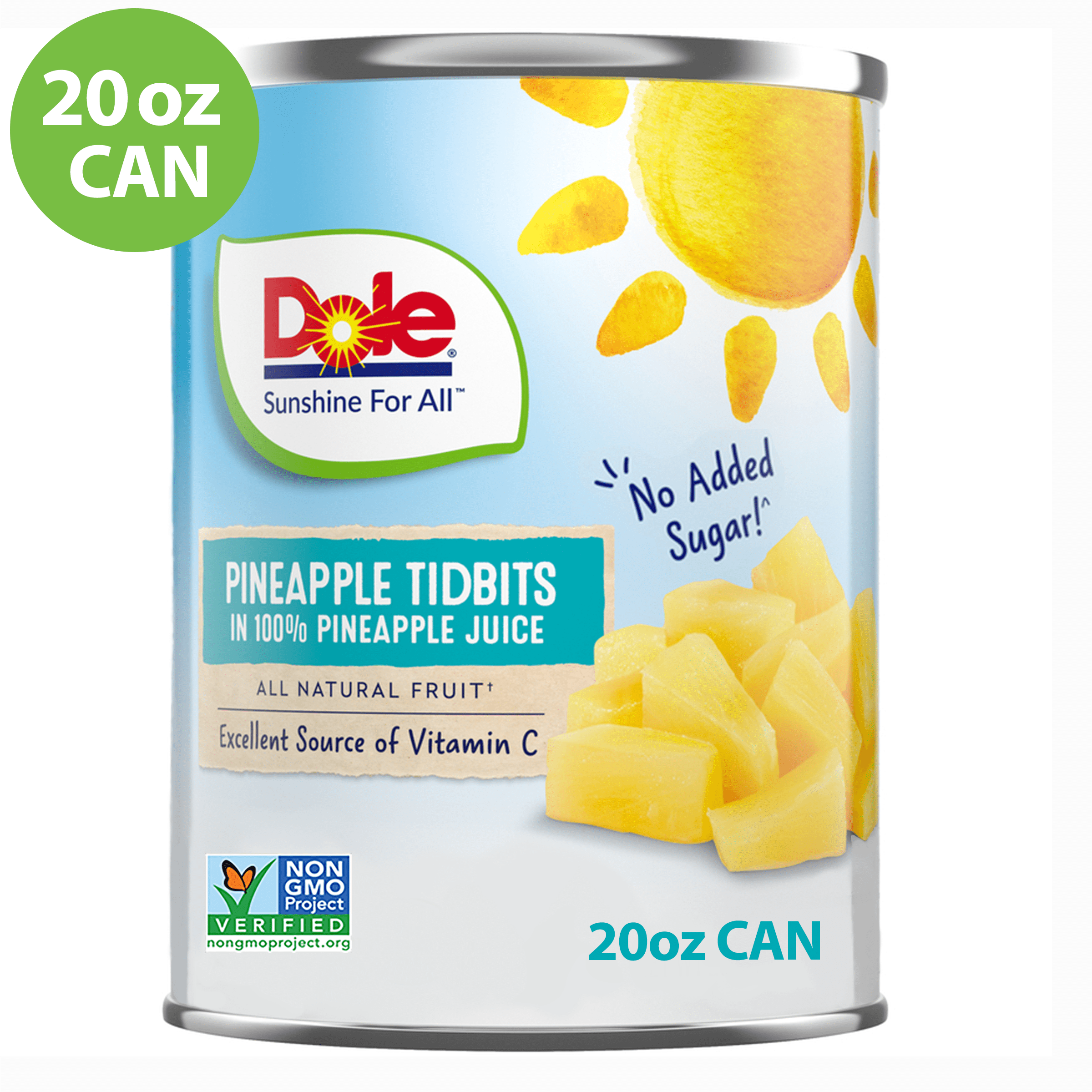 Dole Pineapple Tidbits in 100% Fruit Juice, 20 oz Can