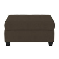 OakvillePark Granby Microfiber Fabric Upholstered Storage Ottoman, Chocolate