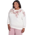 thumbnail image 3 of Alfred Dunner Womens Plus-Size Floral Embroidered Pointelle Sweater, 3 of 4