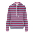thumbnail image 4 of VISALY Hoodies Pullover Cotton Sweaters Oversized Hoodies Striped Plus Size Sweatshirts Long Sleeve Sweaters Pullover Fall Clothes with Pocket Sweatshirt Women Women Pullover Sweater Pullover Purple M, 4 of 4