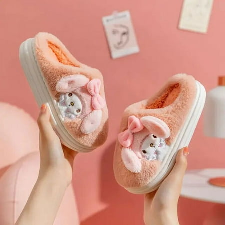 

Sanrio Hello Kittys Parent-Child Cotton Slippers My Melody Cinnamoroll Kuromi Anime Cute Home Autumn and Winter Girls Slippers