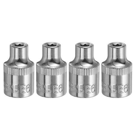 Uxcell 4pcs E-Torx Socket 3/8" Drive E6 External Torx Deep Socket CR-V Star Socket 1.2" Length