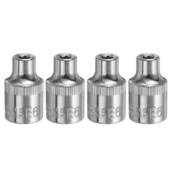 Uxcell 4pcs E-Torx Socket 3/8" Drive E6 External Torx Deep Socket CR-V Star Socket 1.2" Length