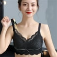 thumbnail image 3 of Front Close Bras for Women Ladies Comfortable Breathable No Underwire Lace Push up Bra Underwear V-Neck No Underwire Bra Feature Hook and Eye Closure Full-Figure Bra Style Y-588 , Black 42, 3 of 8