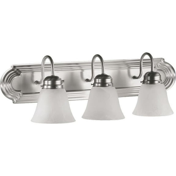 3 Light Vanity Light in Bailey Street Home Home Collection Style 24 inches Wide By 8 inches High-Satin Nickel Finish-Fau Alabaster Glass Color Bailey
