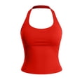 thumbnail image 3 of Women's Sports Tank Tennis Top with Built-In Bra Racerback for Fitness Training Running and Everyday Activewear in Solid Design Watermelon Red 1 M, 3 of 3