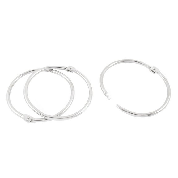 Unique Bargains 3pcs 60mm Inner Dia Book Office Metal Loose Leaf Binder Hinge Snap Ring Keychain