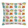 thumbnail image 1 of Winter Throw Pillow Cushion Cover, Cartoon Style Funny Owls Cute Characters Hats and Scarf Colorful Birdies Pattern, Decorative Square Accent Pillow Case, 18 X 18 Inches, Multicolor, by Ambesonne, 1 of 2