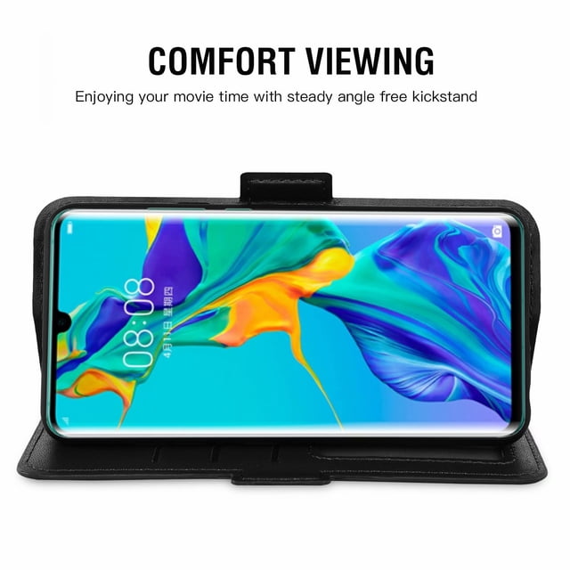 Cover for Huawei P30pro Cover, Mobile Phone Cover Compatible with Huawei P30pro, Mobile Phone Cover Protective Cover Bag Case Fabric And Pu Leather with Credit Card Holder, Black
