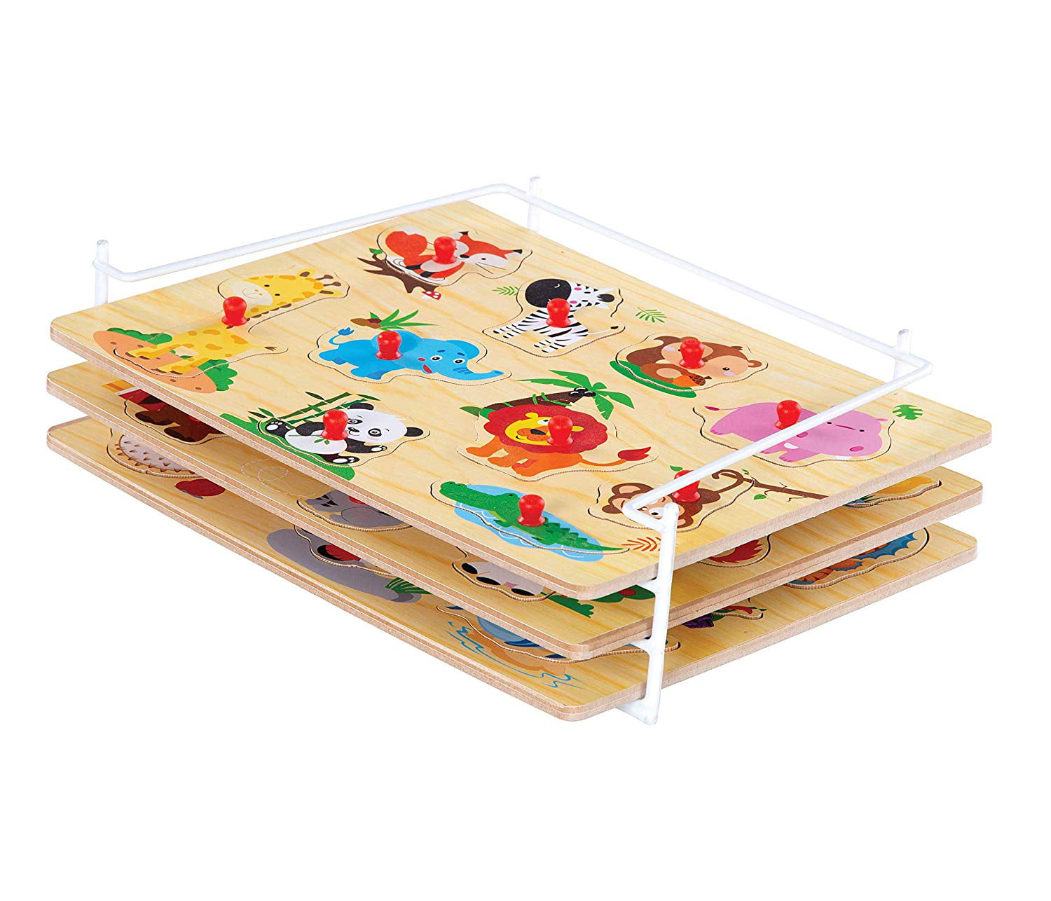 Wooden Puzzles For Toddlers by Etna Products – Colorful Peg Puzzles