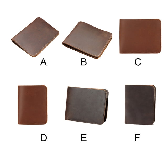 Langgg Men Retro Wallet Money Bag Coin Pocket Slim Purse Cowhide Change Card Short Handmade Fashionable for Business Driver Brown Horizontal
