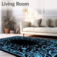thumbnail image 2 of ODIKA 3'x5' Machine Washable Non-Slip Area Rug, Blossom Swirl Enchanted Mystical Dreamscape High Traffic Rug with Pad, Black, 597531, 2 of 8