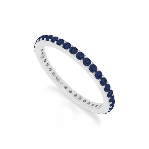 Natural Blue Sapphire Eternity Band Ring for Women in Sterling Silver, September Birthstone Jewelry Gifts for Her Birthday, Wedding Anniversary, Graduation, Christmas, Mothers Day,Valentines(US-7)