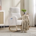 thumbnail image 2 of Modern Accent Rocking Chair Rocking Chair with Solid Wood Legs, Upholstered Nursery Glider Rocker, Comfy Armchair with Side Pocket, Living Room Lounge Arm Chair with High Backrest (White,teddy), 2 of 8