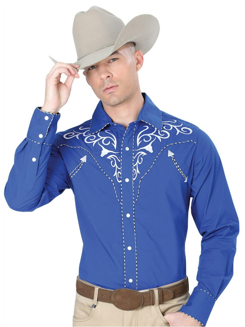 Men's Embroidered Western Cowboys El General. Camisa Vaquera de Hombre