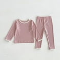 thumbnail image 4 of AherBiu Baby Clothes Unisex Fall Long Sleeve Crewneck Tops with Pants Basic Solid Color Infant Outfits, 4 of 5
