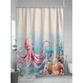 thumbnail image 5 of Fsddascl Octopus Shower Curtain Set - Small 36" x 72" Washable Bathtub Curtain with 12 Hooks, Ocean Coastal Starfish Watercolor Blue Coral Waterproof Fabric Stall Shower Curtains for Bathroom, 5 of 6