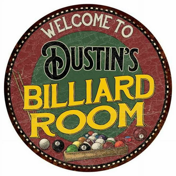 Dustin's Billiard Room 14" Round Metal Sign Kitchen Wall Decor 100140033270