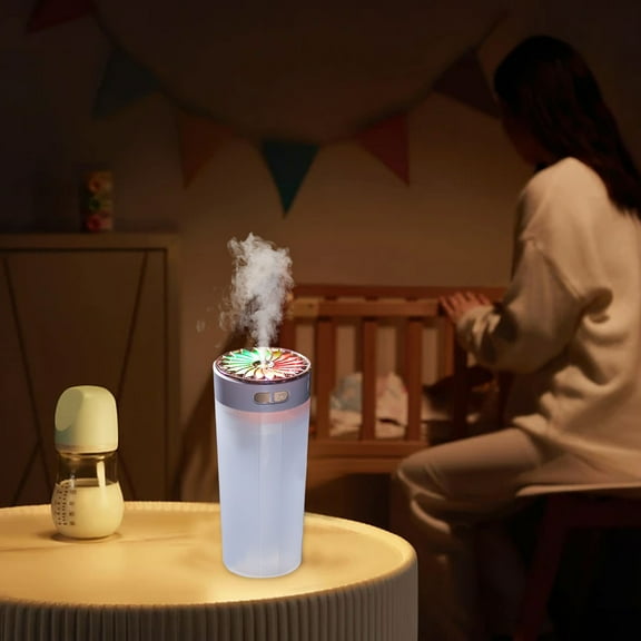 Uandlove Small Humidifiers for Bedroom Household Car Humidifier Gas Hydrating Moisturizing Spray Small Desktop Colorful Lights Water Mist Humidification USB Petaloid