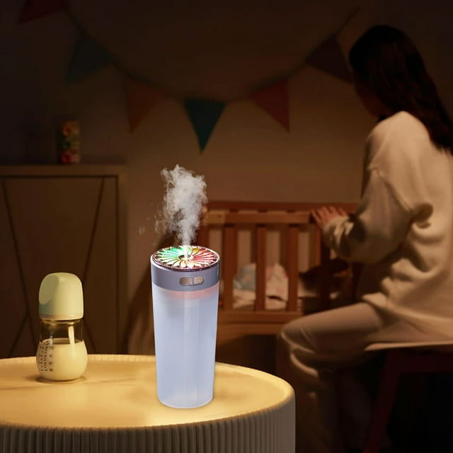 Uklsqma Household Car Humidifier Usb Rechargeable | Portable Mini Desktop Mist Sprayer with Colorful Atmosphere Lights | Moisturizing Air Diffuser for Skin Hydration, Aromatherapy, Office, Bedro