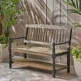 thumbnail image 4 of GDF Studio Kuhn Outdoor Acacia Wood Bench with Shelf, Gray and Black, 4 of 6