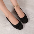 thumbnail image 4 of Womens Ballet Flats Comfortable for Work Slip On with Bow Velvet Soft Quilted Insole Office Casual Everyday Shoes, Black,Size 8.5, 4 of 7