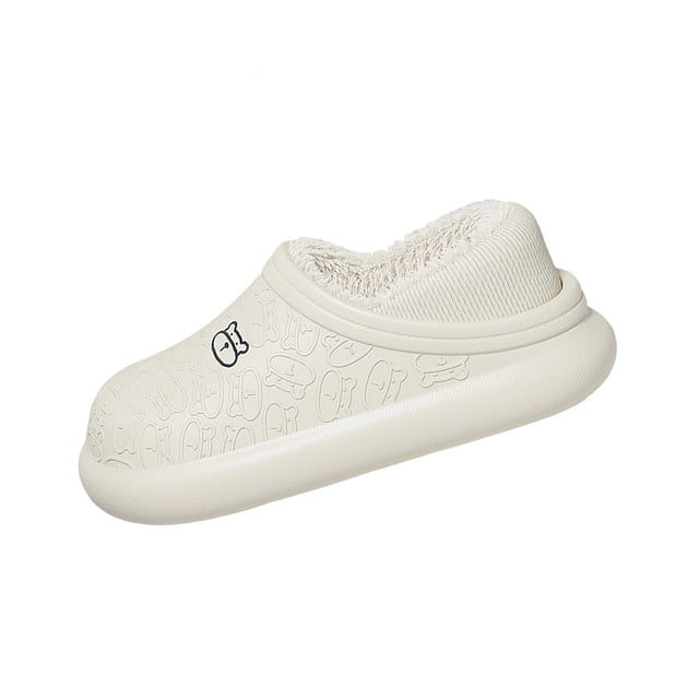 Wdhugt Semelle Épaisse Douce Imperméable Doublée de Molleton Chaude Pantoufles à Bout Fermé pour Hommes et Femmes Intérieur Extérieur Tenue de Maison Design pour Couples Blanc Taille 38 Eu 37.5-38 Us 6.5-7 Longueur du Pied 9.65 Pouces