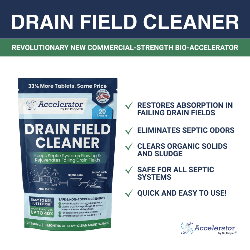 Dr. Pooper's Drain Field Cleaner Tablets -- Total Septic System Cleaner & Odor Eliminator, Accelerator by Dr. Pooper®️