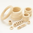 thumbnail image 6 of Cheers.US 5 Sizes Natural Wood Rings, Unfinished Smooth Wooden Ring, Wood Circles forCraft, Ring Pendant and Connectors Jewelry Making, 6 of 10