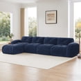thumbnail image 2 of FFH 140" Cloud Couch with Movable Ottoman, L Shaped Sectional Sofa for Living Room, 4-Seat, Blue, 2 of 12