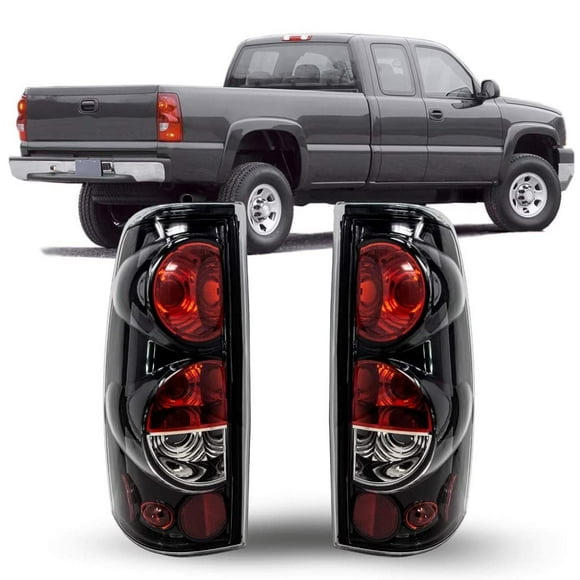 Winjet Feux Arrière pour Chevy Chevrolet Silverado 1999 2000 2001 2002 2003 2004 2005 2006 1500/2500/3500 GMC Sierra 1999-2003 Assemblage de Feux Arrière de Frein Noir Brillant