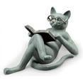 thumbnail image 2 of Literary Cat Verdigris Green Metal Garden Sculpture, 2 of 4