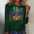 thumbnail image 3 of Craaazy Women's Fashion Crew Neck Long-Sleeve Mardi Gras Print Casual Pullover Tops Gifts, 3 of 4