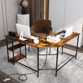 thumbnail image 4 of Gymax L Shaped Corner Computer Desk 54.5'' Office Workstation w/ 2 Outlets & USB Ports, 4 of 10