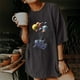 thumbnail image 1 of ICHUANYI Clearance Women's Fashion Round Neck Vintage Drop Sleeves Print Short Sleeve Tops Blouse(Dark Gray, XL) ICHUANYI WER2023080808023, 1 of 9