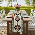 thumbnail image 3 of Southwest Geometric Short Table Runner 48 Inches Long,Brown Mexican Aztec Boho Tribal Cotton Linen Table Runners Dresser Scarves,Tabletop Scarf Furniture Cover for Home Dinner Party Decor 13"x48", 3 of 8