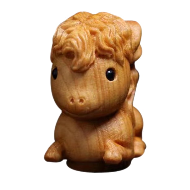 Bonita figura de animal de madera decorativa, figura de animal en miniatura, estatua de caballo de madera, adorno para el hogar, mini decoración, figura de animal de madera decorativa