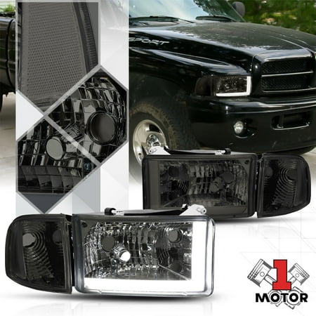 Chrome Smoke Headlight Led Drl Clear Corner Signal For 94 02 Dodge Chrome Smoke Headlight Led Drl Clear Corner Signal For 94 02 Dodge Ram 1500 2500 95 96 97 98 99 00 01