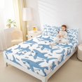 thumbnail image 4 of Homewish Cute Blue Shark Twin Sheet Sets for Teens, Cartoon Ocean Fish Twin Fitted Sheet, Kawaii Sealife Theme Flat Sheet, Breathable Home Decor, 3-Piece, 4 of 7
