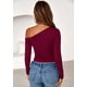thumbnail image 4 of Remera PRETTYGARDEN Mujer Manga Larga Burdeos Escote Hombros Descubiertos Talle S, 4 of 8