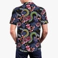 thumbnail image 4 of Balery Snake And Flower Printed Men’s Short Sleeve Polo Shirt, Midweight Men's Shirt,Golf Polo shirts -X-Large, 4 of 9