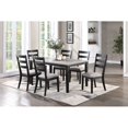 thumbnail image 2 of Rustic Charcoal Wooden Table 7pc Dining Set Dining Room Furniture Ladder back Side Chairs Cushion Seat light 2-Tone Sand Fabric., 2 of 9