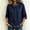 Navy, variant on Linen Tops for Women Embroidered 3/4 Sleeve Bohemian Peasant Shirts Retro Button Mandarin Collar Tops Yellow